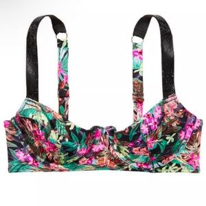 New! Victoria’s Secret Floral Shine Strap Wicked Push Up Bikini Top 4603